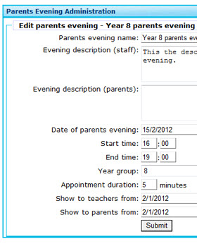 Parents Evening Administration